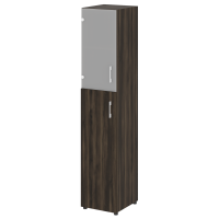 Шкаф высокий узкий левый (1 средний фасад ЛДСП + 1 низкий фасад стекло) Yalta LT.SU-1.7 L/R дуб мали